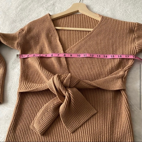 Tan Tied Front Sweater - Picture 6 of 7